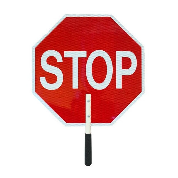 Stop/Slow Plastic Traffic Paddle, Reflective, 12" PVC Handle, 1/Each
