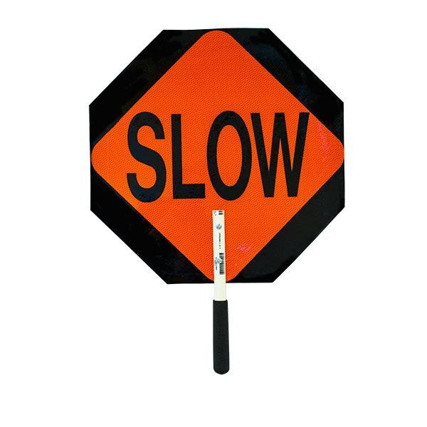 Stop/Slow Plastic Traffic Paddle, Reflective, 12" PVC Handle, 1/Each
