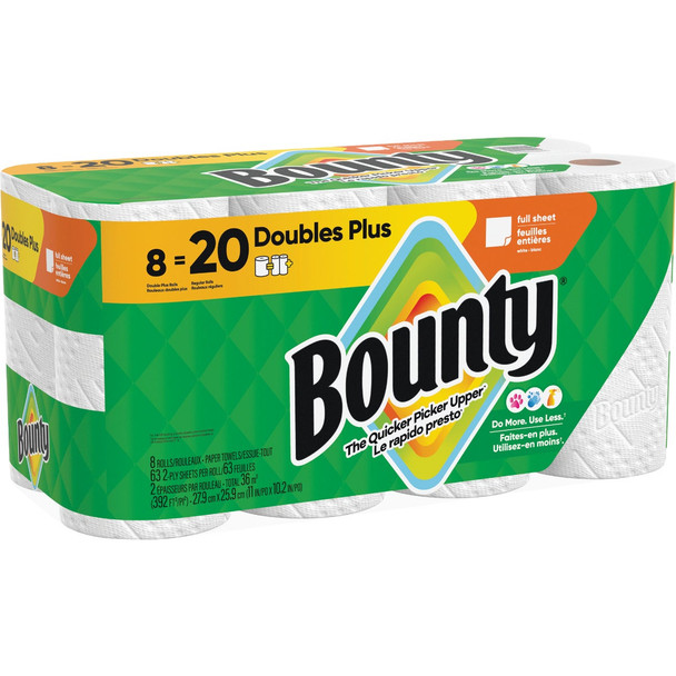 Bounty Full Sheet Paper Towels, 8 Double Plus Rolls 30772192733