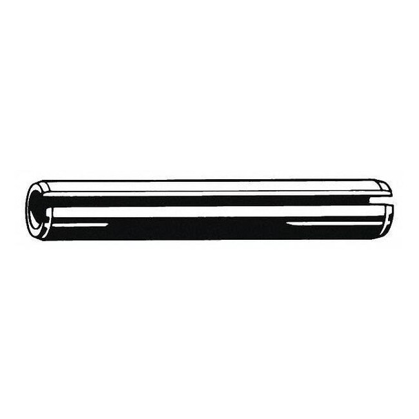 Slotted Spring Pin, 1/8 in Outside Dia, 3/8 in L, Steel, 100 PK