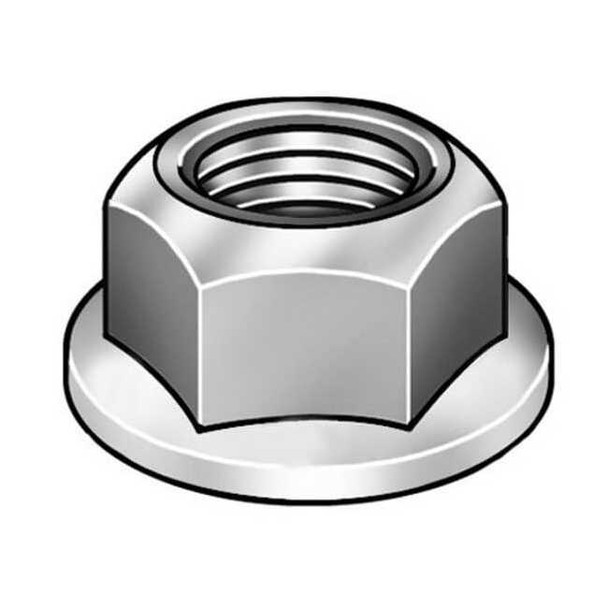 Serrated Lock Nut, 3/8"-24, Steel, Grade A, Zinc Plated, 15/64 in Ht, 100 PK
