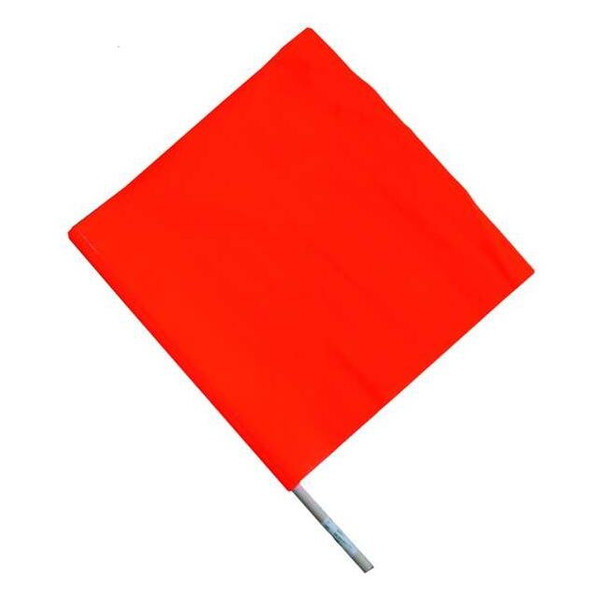 Manufacturer Varies Handheld Warning Flag, Orange, Vinyl, 24 in Wood Dowel 1EKR7
