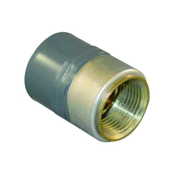 PVC, Brass Female Adapter, FNPT x Socket, 3/4 in x 1/2 in Pipe Size