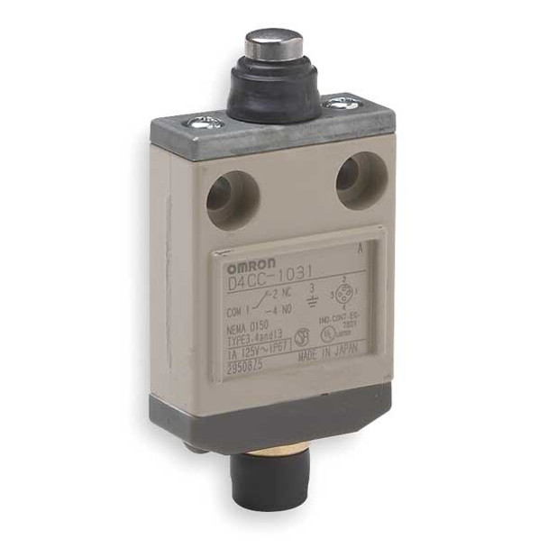 Limit Switch, Plunger, SPDT, 1A at 120V AC, Actuator Location: Top