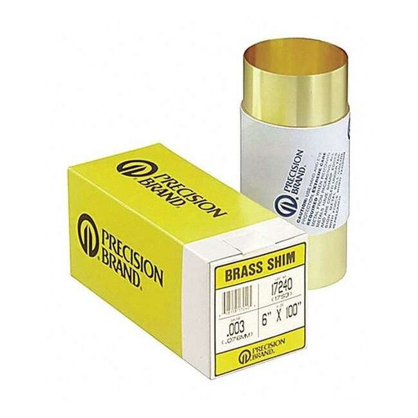 Precision Brand Shim Stock, Roll, Brass, 0.0060 In, 6 In, Length: 100" 17330