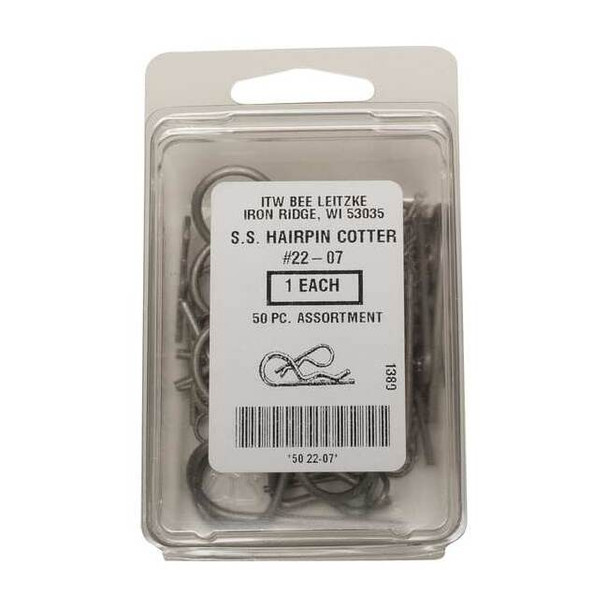 Cotter Pin Assortment, 18-8 Stainless Steel, Plain, 50 Pcs