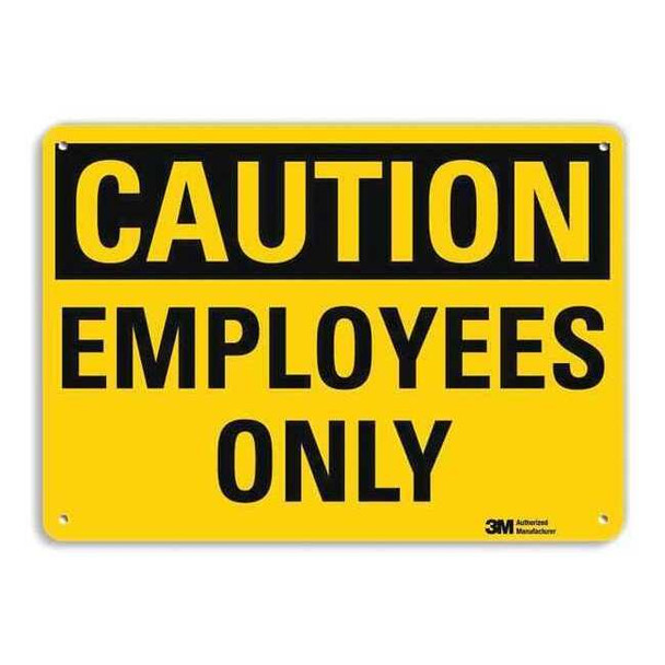 Caution, Employees Only, 14 in W x 10 in H, Horizontal Rectangle, Aluminum