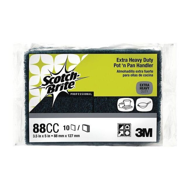 Scotch-Brite Scouring Pad,5" L x 3-1/2" W,Blue,PK10 88CC