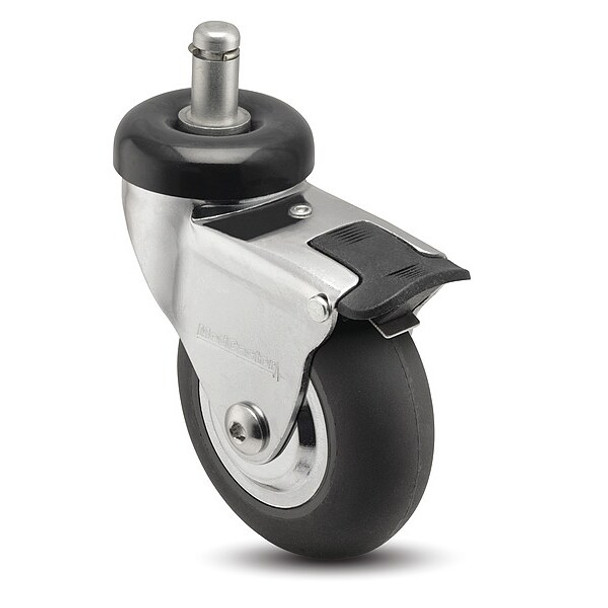 3" X 1" Non-Marking Neoprene Swivel Caster, Total Lock Brake, Loads Up To 175 lb