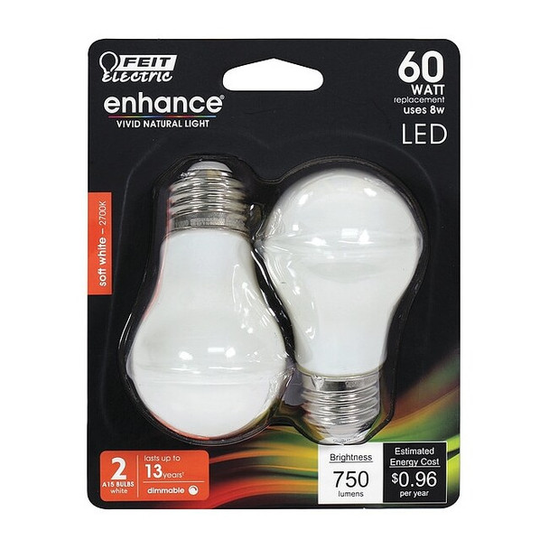 Feit Electric LED,8 W,A15,Medium Screw (E26),PK2 BPA1560W927CAFIL2/RP
