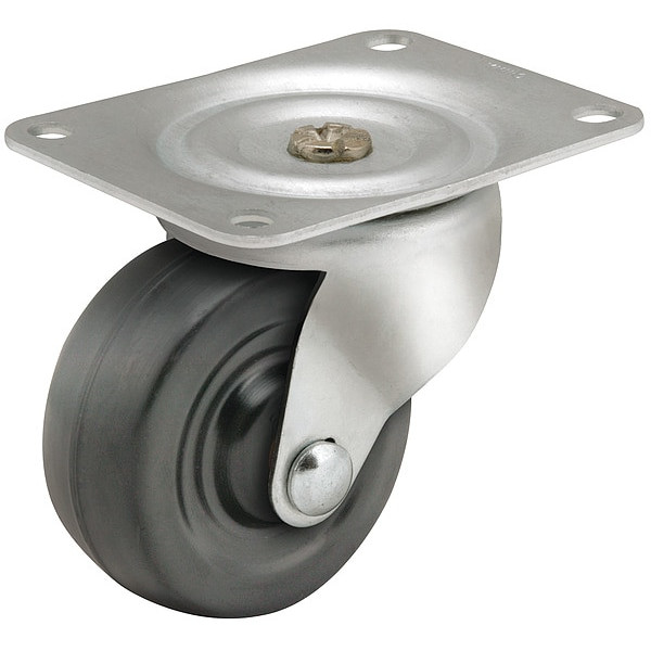 3" X 1-1/4" Non-Marking Rubber Soft Swivel Caster, No Brake, Loads Up To 150 lb