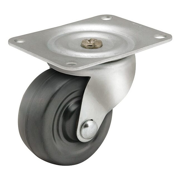 3" X 1-1/4" Non-Marking Rubber Soft Rigid Caster, No Brake, Loads Up To 150 lb