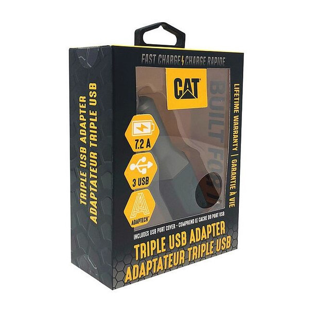 Cat USB Car Charger,Charges Up To 3 Devices CAT-DC3USB-BLK