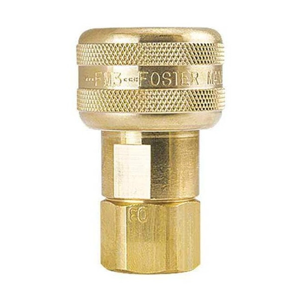 Foster Automatic Socket Coupling, 1/4 in x 1/4 in FPT,Brass, 3 Series FM3003