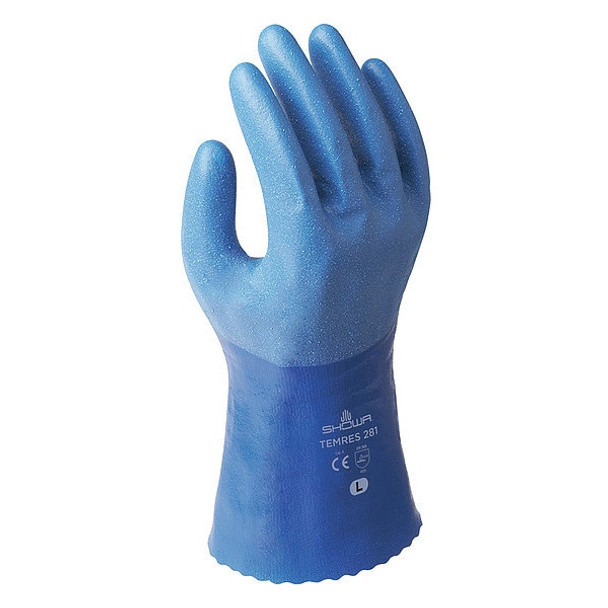 Chemical Resistant Gloves, Polyurethane, 10 3/4 in L, 19 mil, Blue, XL, 1 PR