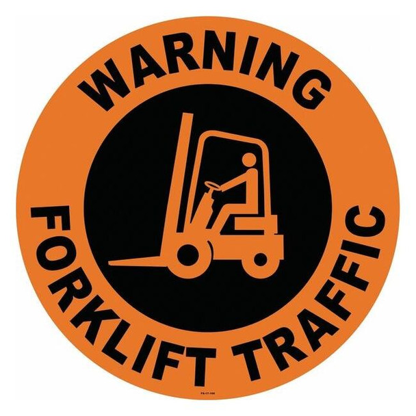 Anti-Slip Floor Sign, 17 in H, 17 in W, Vinyl, Circle, English, FS-17-106