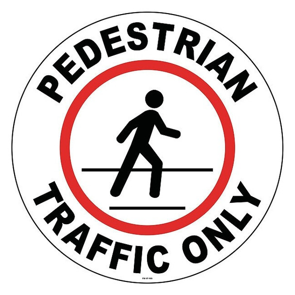 Floor Sign, 17 in H, 17 in W, Vinyl, Circle, English, FS-17-103