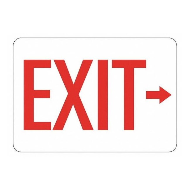 Exit Sign, Polyester, 10" W, 7" H, Exit (Arrow Right), White