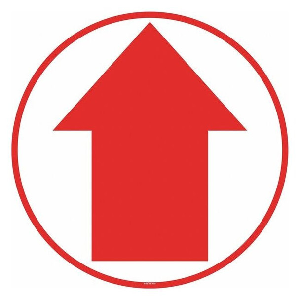 Floor Sign, 17 in H, 17 in W, Vinyl, Circle, English, FS-17-135