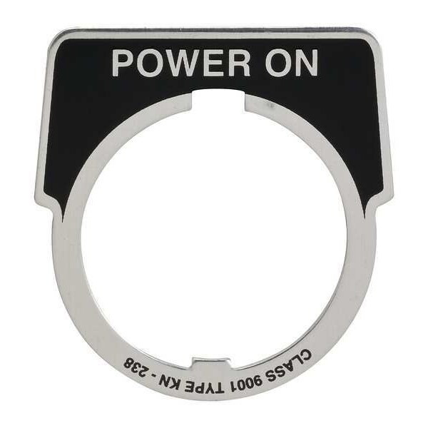 Schneider Electric Legend Plate,Half Round,Power On,Black 9001KN238