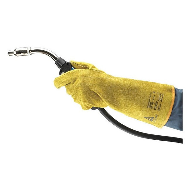Welding Gloves, Gauntlet Cuff, Straight Thumb, A Leather Cowhide, M, 1 PR
