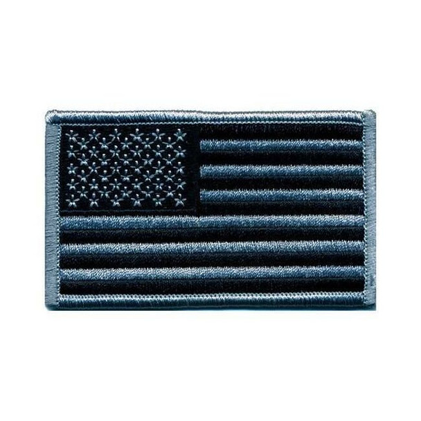 Heros Pride Embroidered Patch,U.S. Flag,Silver/Black 0042