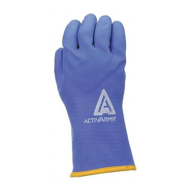 Cold Protection Coated Gloves, PVC Palm, Acrylic/Nylon Lining, Blue/Yellow, 9
