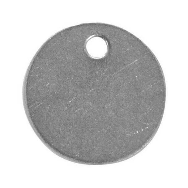 Blank Tag, Stainless Steel, 1 in H x 1 in W, 1 in Dia., Silver, Round, 50 PK