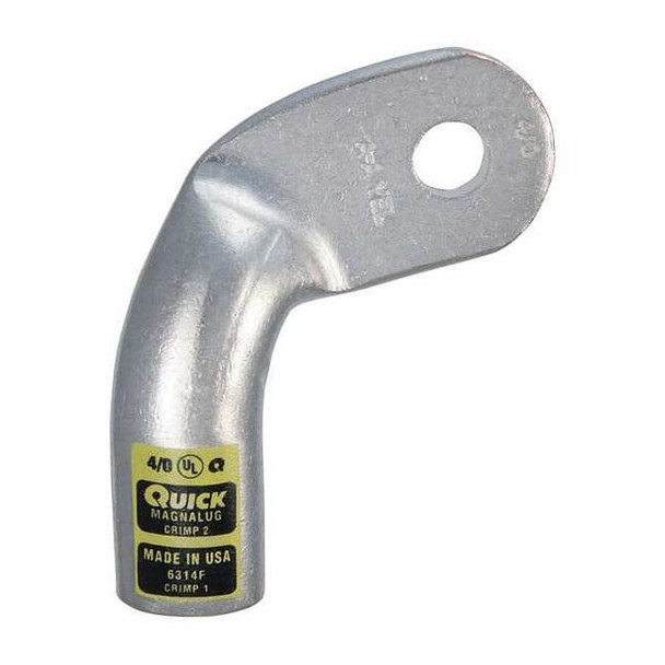 Fusion Lug Starter/Ground, 3/8 in Stud, Standard Barrel, Copper, Yellow 6314F