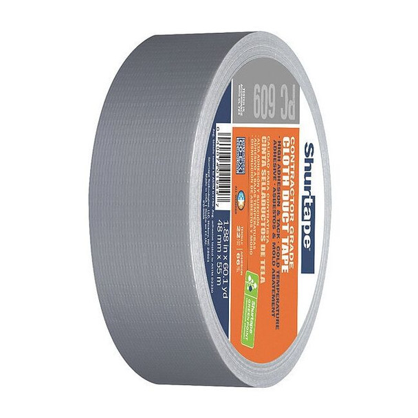 Shurtape Duct Tape, Silver, 60-1/8 yd L, 1-7/8 in W 105454