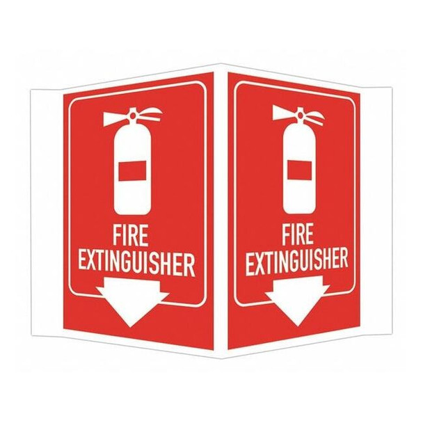 Safety Sign, 6 in Height, 7 1/2 in Width, Aluminum, V-Shape Projection, English