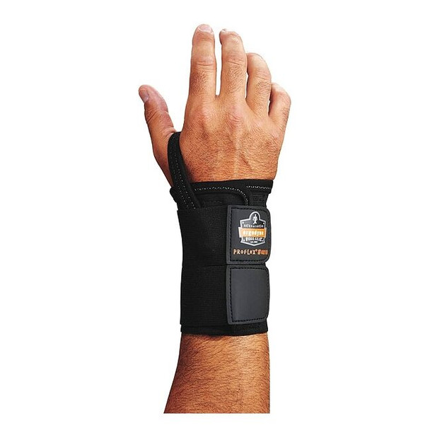 Ergodyne Wrist Support, Elastic, Double Strap, Left, Black, Size L 4010