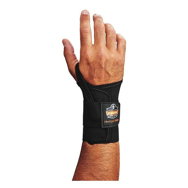 Ergodyne Wrist Support, Elastic, Single Strap, Left, Black, Size M 4000