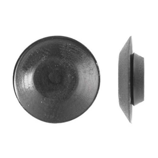 Button Spoke Screw Plug, 1/2 in Dia, Black, Plastic 100 PK