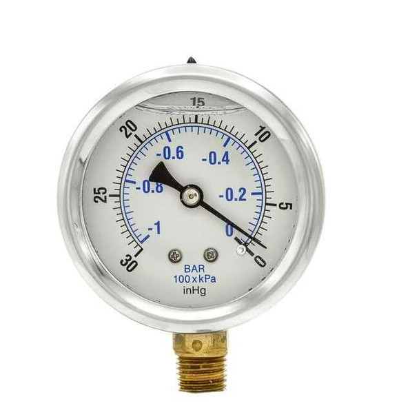 Pic Gauges Vacuum Gauge, 1/4 in. NPT, 2-1/2 in., Series: 201L PRO-201L-254A
