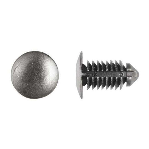 Push-In Rivet, Dome Head, 9 mm Dia., 19.5 mm L, Nylon Body, 50 PK