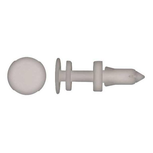 Push-In Rivet, Dome Head, 1/4 in Dia., 11/16 in L, Nylon Body, 50 PK
