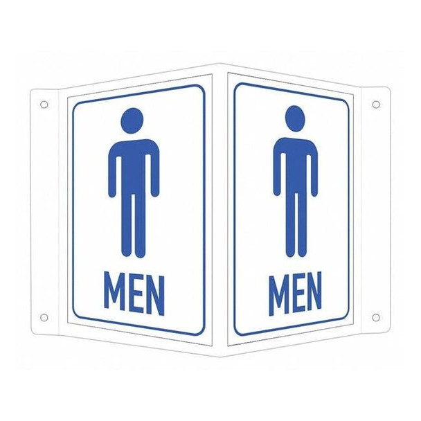 Men (w Sym), 7 1/2 in W x 6 in H, V-Shape Projection, Aluminum, LCVB-0036-RA_4x6