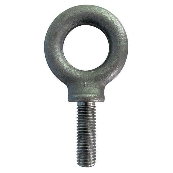 Eye Bolt With Shoulder, 3/8"-16, 1-1/4 in Shank, 1 in ID, Steel, Plain