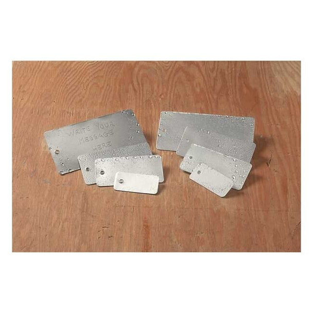 Blank Tag, Aluminum Laminated, 2 in H x 4 in W, Silver