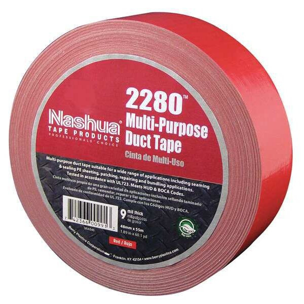 Nashua Duct Tape, Red, 60 yd L, 1-7/8 in W 2280