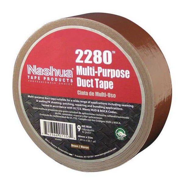Nashua Duct Tape, Brown, 60 yd L, 1-7/8 in W 2280