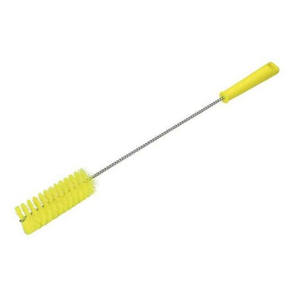 1-5/8" W Tube and Valve Brush, Stiff, 13 3/4 in L Handle, 5 in L Brush, Yellow