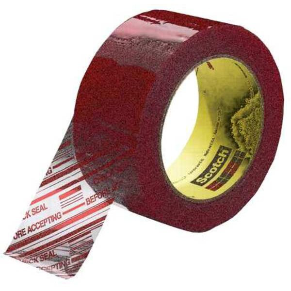 Scotch Carton Tape,Red on Clear,72mm x 100m 3779