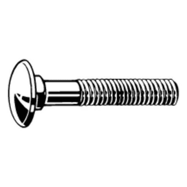 Carriage Bolt, Square Neck, 5/16"-18, 1 in L, Steel, Grade 2, Plain, 100 PK