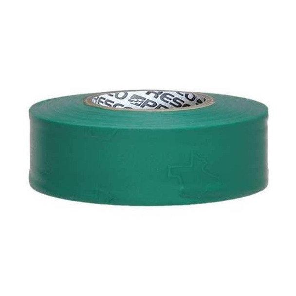 Flagging Tape, No Legend, Green, 1 3/16 in Wide x 300 ft Length, Vinyl, 2 mil