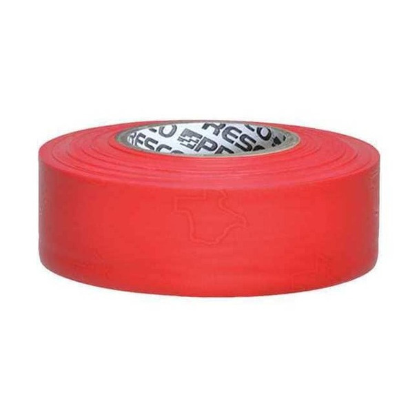 Flagging Tape, No Legend, Red, 1 3/16 in Wide x 300 ft Length, Vinyl, 2 mil