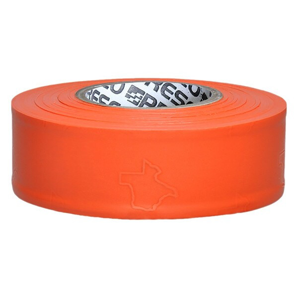 Flagging Tape, No Legend, Orange, 1 3/16 in Wide x 300 ft Length, Vinyl, 2 mil