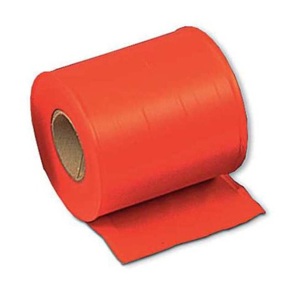 Flagging Tape, Red, 4 in Wide x 300 ft Length, Vinyl, 2.5 mil