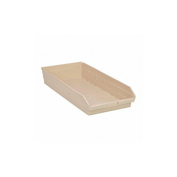 Shelf Storage Bin, Polypropylene, Ivory, 4 in H, 11 1/8 in W, 23 5/8 in L